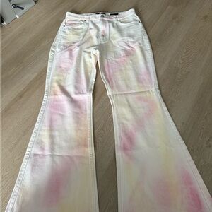Lee Women's Tie-Dye Flare Jeans - White, Pink, Yellow